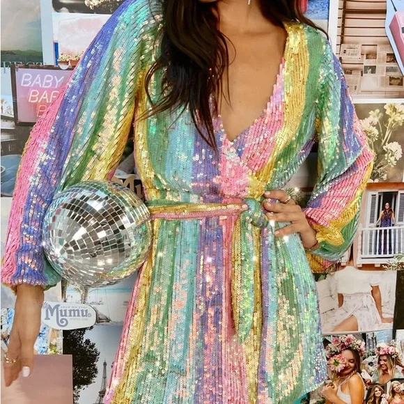 show me your mumu rainbow sequin dress Show Me Your Mumu Rainbow Sequin Dress SOLD )SHOW ME YOUR MUMU WEAR ME OUT DRESS
